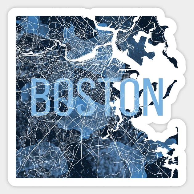 Boston Blue Map Sticker by polliadesign